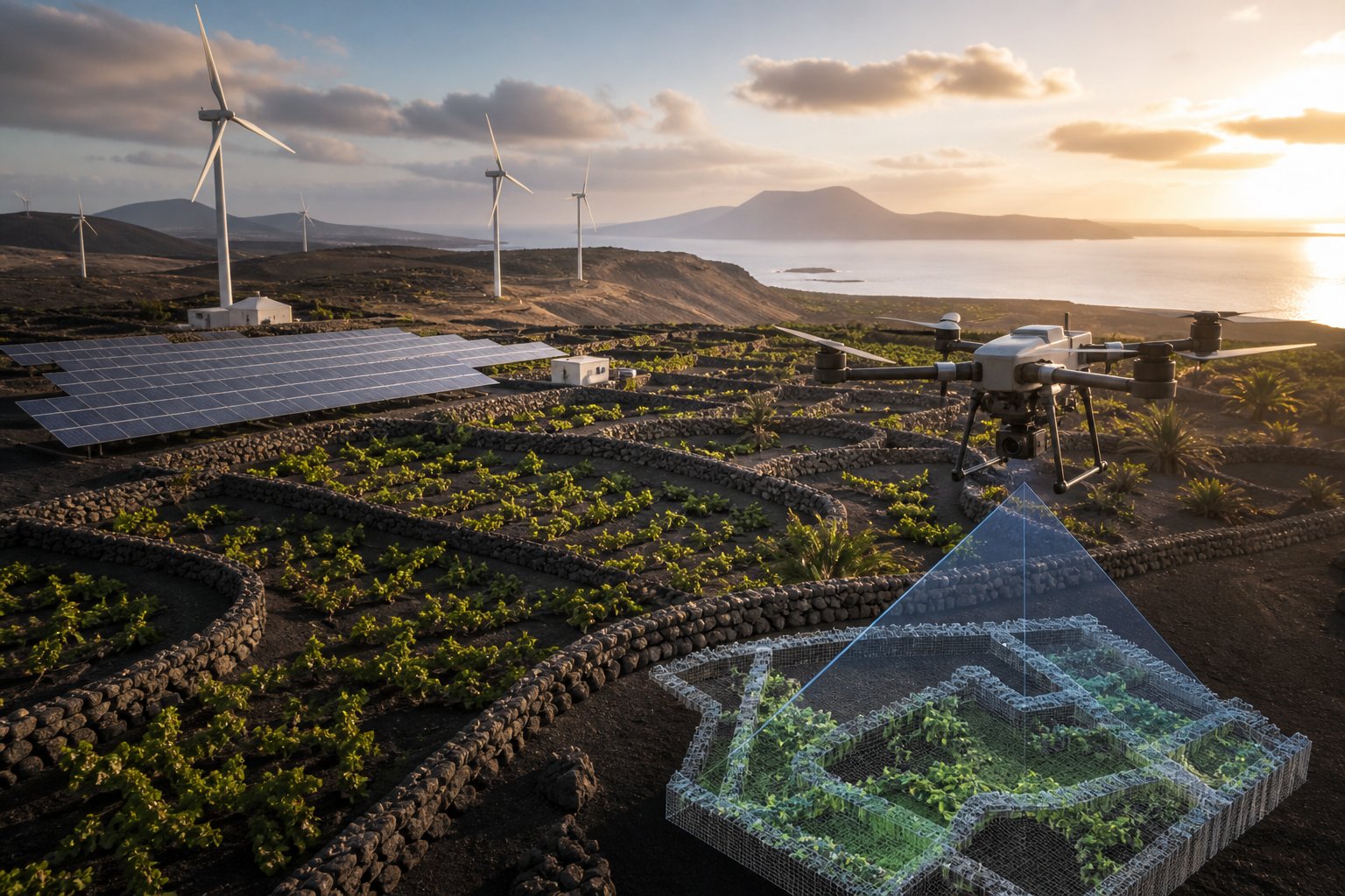 Skynox Agricultura — vuelo de dron sobre cultivos canarios
